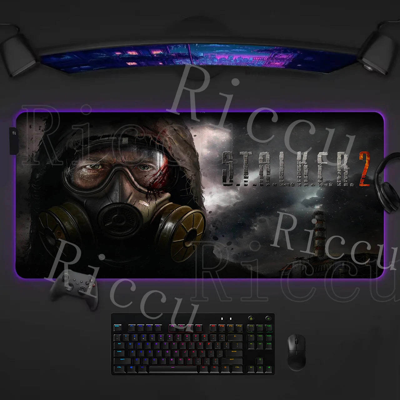 RGB LED PC accessories 400x900mm Stalker 2 Large Gaming Mouse Pad Computer Laptop HD Rupper Expand Desk Mats Gamer XXL Desk Ma