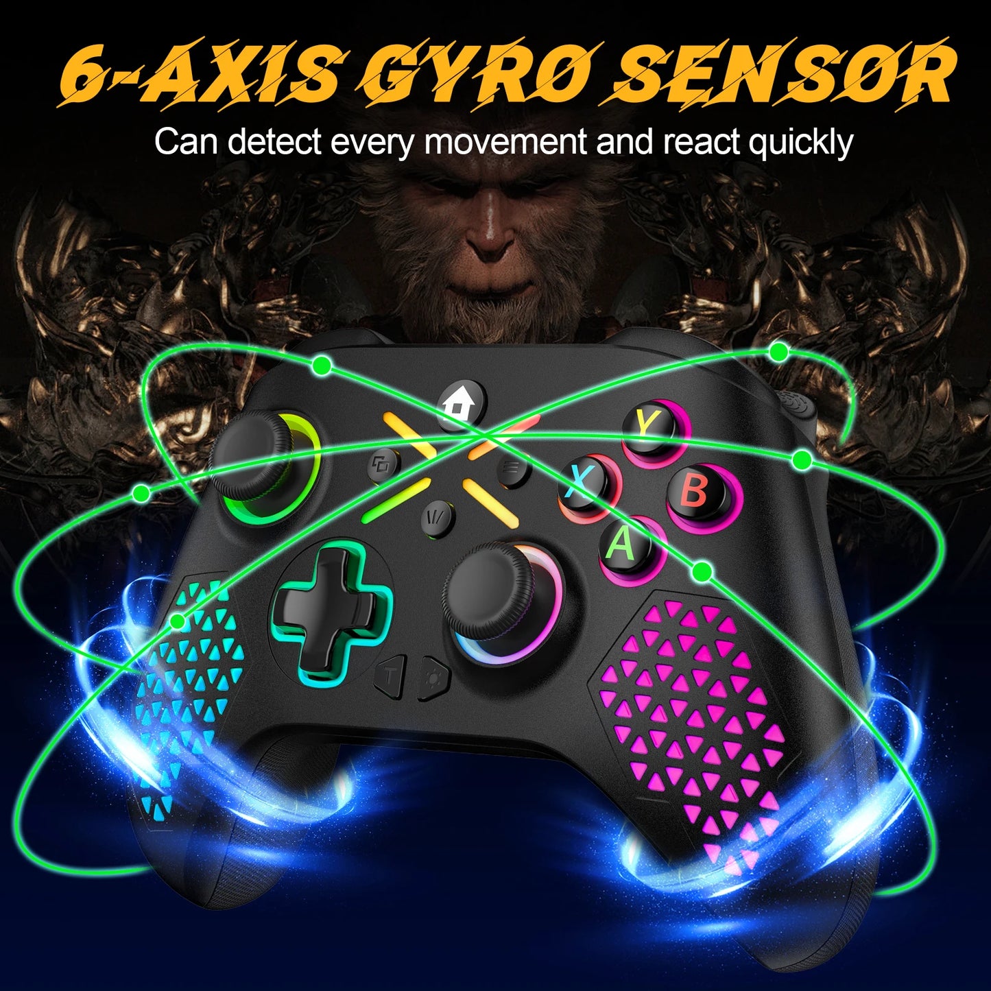 RGB Wireless Game Controller for Xbox One/X/S/Series X/S/PC Gamepad Gaming Joystick W/ LED Turbo Macro Function 3.5mm Audio Jack