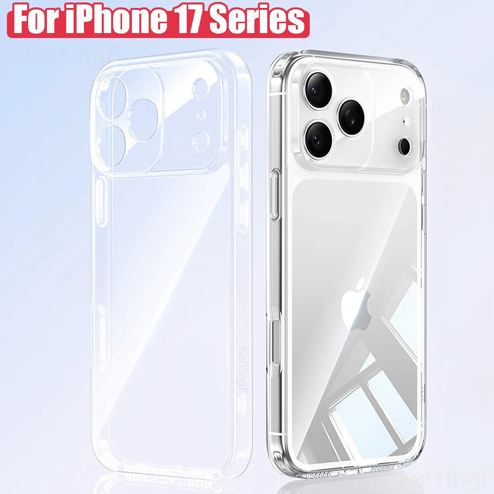 Luxury Transparent Phone Case For iPhone 17 Pro Max Air Soft TPU Silicone Back Cover Clear Case