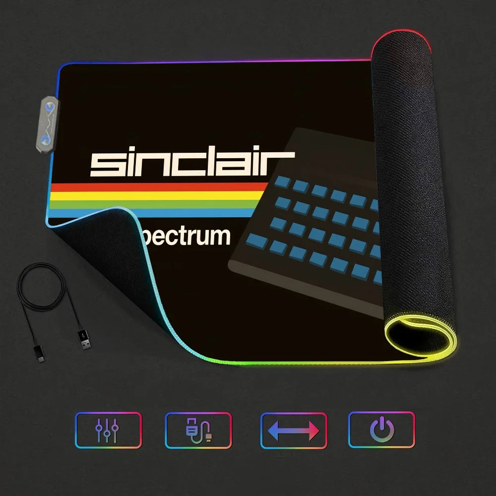 Retro Sinclair Zx Spectrum For Rgb Mouse Pad Xxl Steelseries Laptop Mat Gaming Backlit Keyboard Gamer Table Deskpad