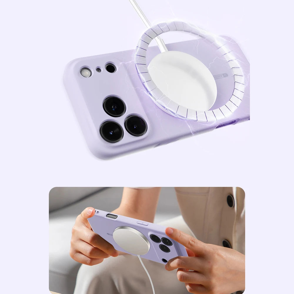 Magnetic for Magsafe Wireless Charge Liquid Silicon Case for iPhone 17 Pro Max 17Air 17Pro 17Pro Max Protective Shell Soft Cover